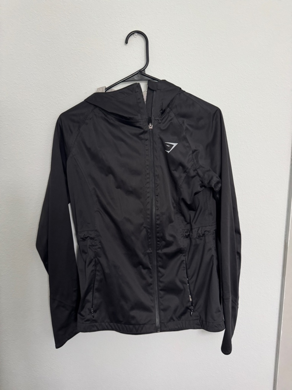 Gymshark Black Hooded Training Jacket/Rain Jacket